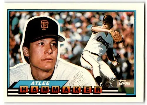 Vintage Topps Big Atlee Hammaker baseball card with original gloss from 1989 Giants collection