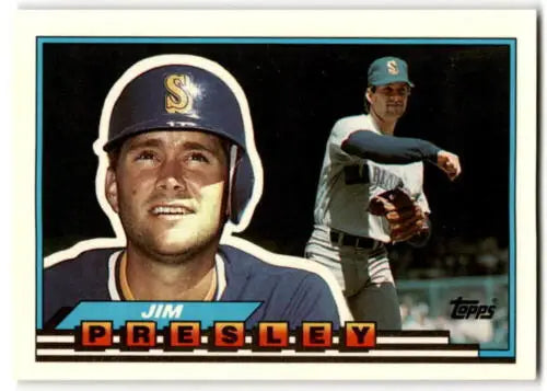 Original gloss 1989 Topps Big Jim Presley Mariners baseball card NM Near Mint