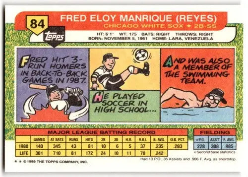 1989 Topps Big #84 Fred Manrique NM Near Mint White Sox ID:43828 - Baseball Card Single