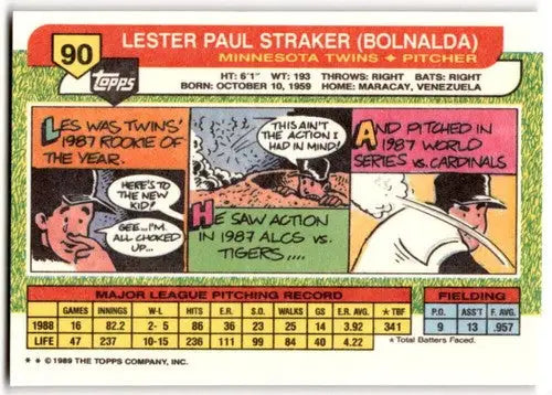1989 Topps Big #90 Les Straker NM Near Mint Twins ID:43827 - Baseball Card Single