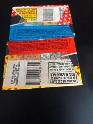 1989 Topps Big Baseball - Series 1 and 2 LOT of two packs. One pack each. EX - Baseball Card Box