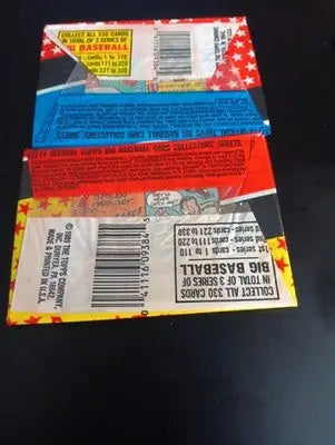 1989 Topps Big Baseball - Series 1 and 2 LOT of two packs. One pack each. EX - Baseball Card Box