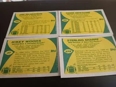 1989 Topps football - Superstar LOT. McMahon Newsome Woods Sharpe. NRMT+ - Football Card Single