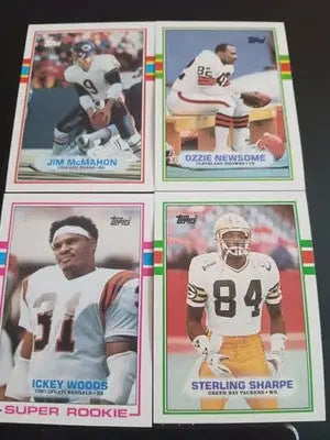 1989 Topps football - Superstar LOT. McMahon Newsome Woods Sharpe. NRMT+ - Football Card Single