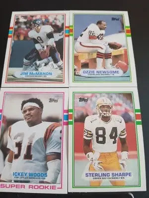1989 Topps football - Superstar LOT. McMahon Newsome Woods Sharpe. NRMT+ - Football Card Single