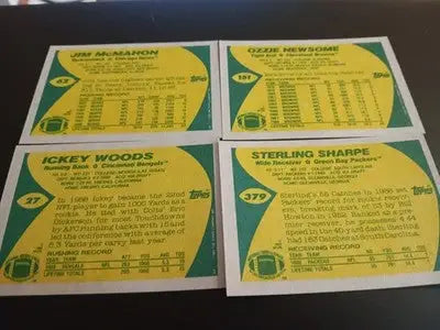 1989 Topps football - Superstar LOT. McMahon Newsome Woods Sharpe. NRMT+ - Football Card Single