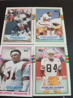 1989 Topps football - Superstar LOT. McMahon Newsome Woods Sharpe. NRMT+ - Football Card Single