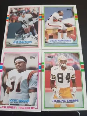1989 Topps football - Superstar LOT. McMahon Newsome Woods Sharpe. NRMT+ - Football Card Single