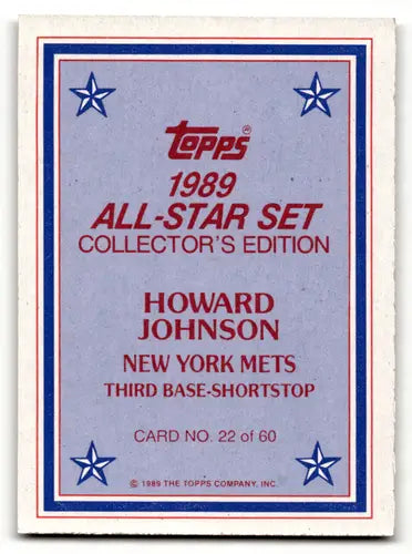 1989 Topps Glossy Send-Ins #22 Howard Johnson NM Near Mint Mets ID:59030 - Baseball Card Single