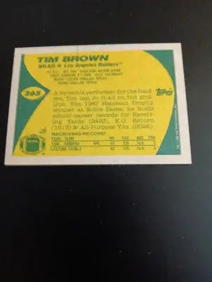 1989 Topps - Tim Brown #265 (RC). Raiders. NRMT+ - Football Card Single