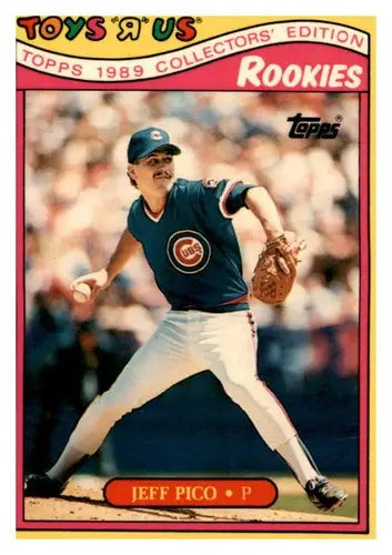 Original gloss 1989 Topps Jeff Pico baseball card featuring Cubs and Rookies series