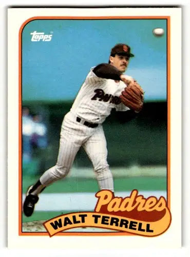 Original gloss 117t Walt Terrell San Diego Padres baseball card from 1989 Topps Traded