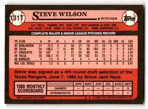 1989 Topps Traded #131T Steve Wilson Chicago Cubs Baseball Cards NM ID:64353 - Baseball Card Single