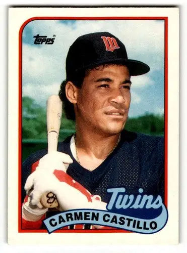 Original gloss 18t Carmen Castillo baseball card from Topps Traded 1989 collection