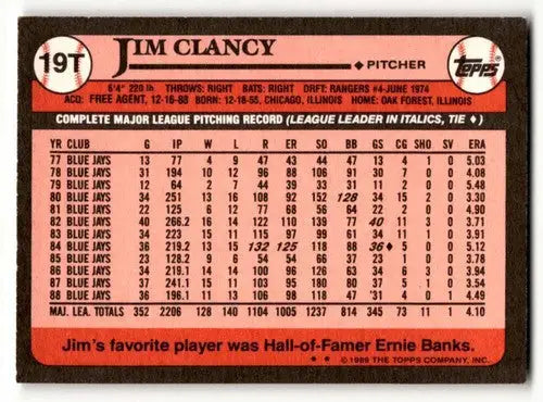 1989 Topps Traded #19T Jim Clancy Houston Astros Baseball Cards EX/N ID:64403 - Baseball Card Single