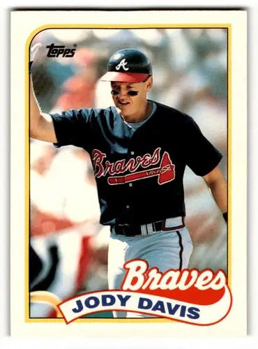 Original gloss Jody Davis Atlanta Braves baseball card from 1989 Topps Traded series