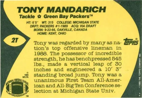 1989 Topps Traded #2T Tony Mandarich NM ID:45044 - Football Card Single