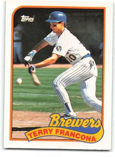 Original gloss 35t Terry Francona baseball card from 1989 Topps Traded Brewers