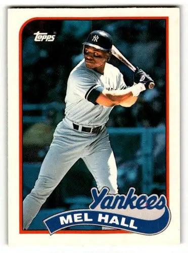 Original gloss 44t Mel Hall baseball card from 1989 Topps Traded New York Yankees