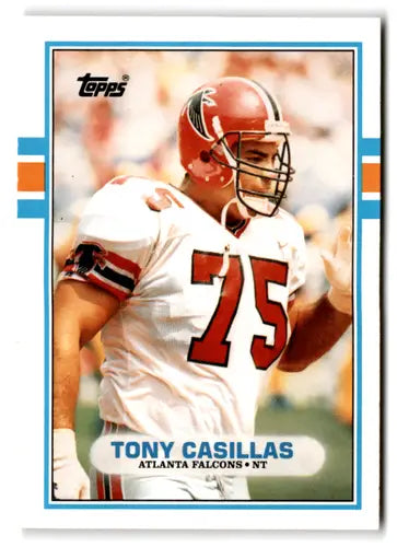 Original gloss 1989 Topps Traded Tony Casillas football card Falcons ID 73582