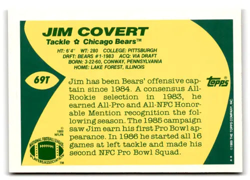 1989 Topps Traded #69T Jim Covert NM-MT Bears ID:73579 - Football Card Single