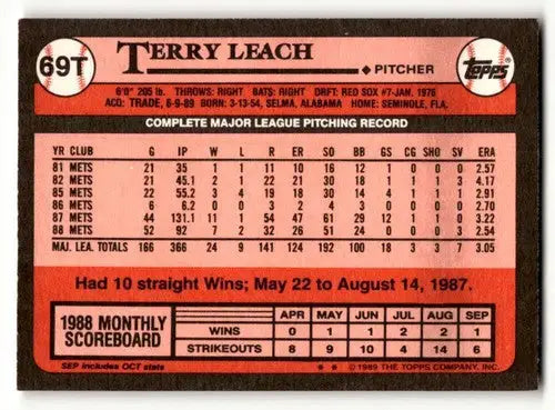 1989 Topps Traded #69T Terry Leach Kansas City Royals Baseball Cards ID:64438 - Baseball Card Single