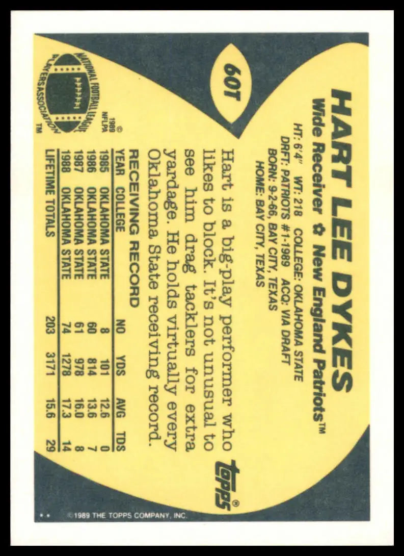 1989 Topps Traded Hart Lee Dykes 60T New England Patriots NM - Football Card Single