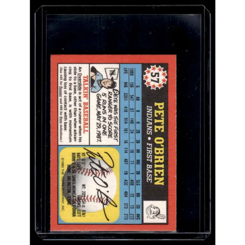 1989 Topps UK Minis #57 Pete O’Brien Cleveland Indians NM-MT - Baseball Card Single