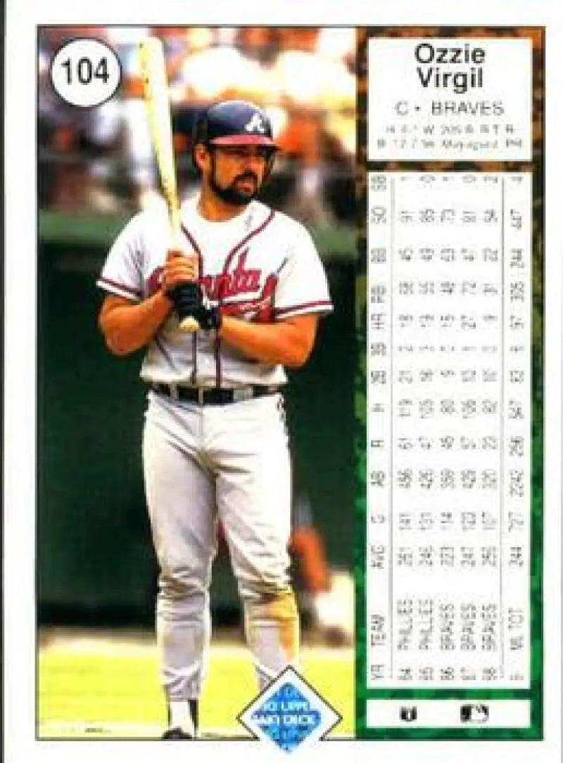 1989 Upper Deck #104 Ozzie Virgil NM-MT Atlanta Braves Baseball Card - Baseball Card Single