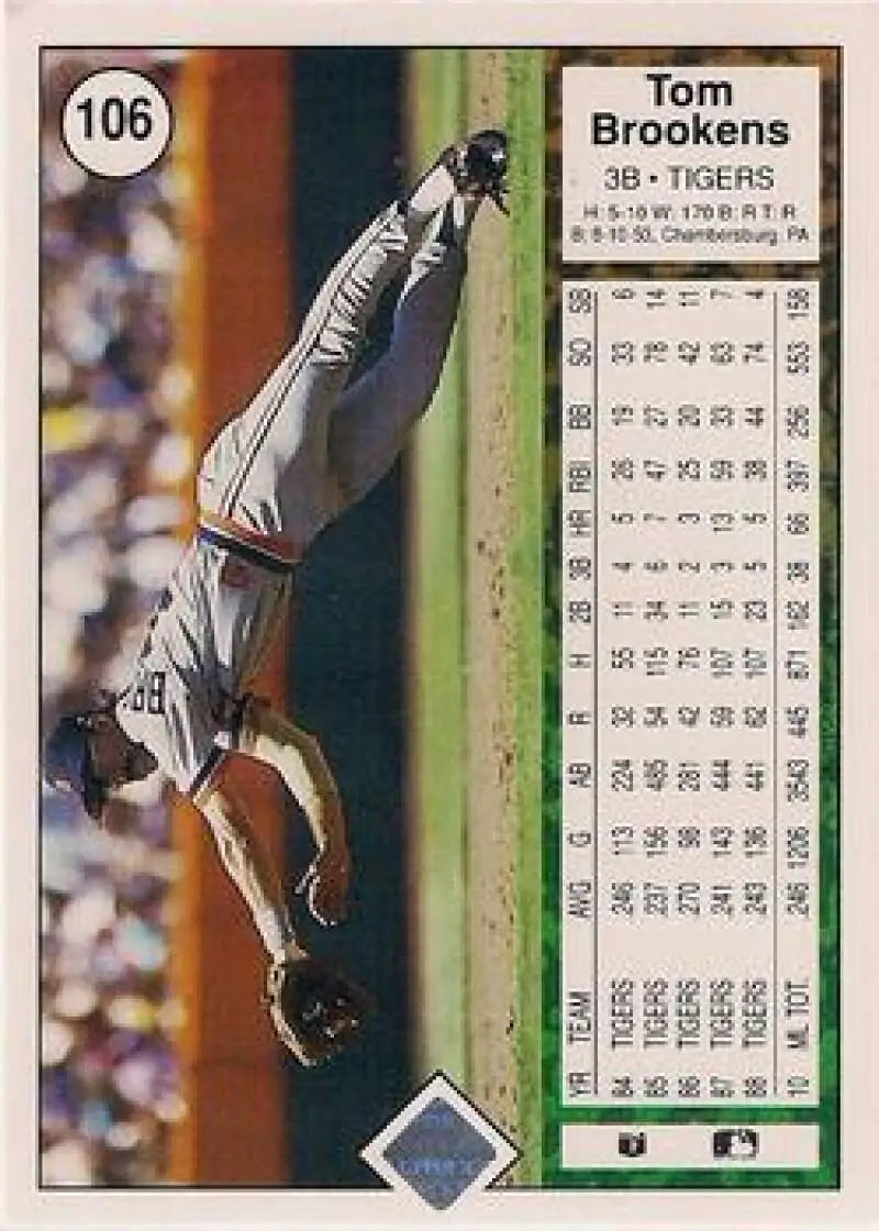 1989 Upper Deck #106 Tom Brookens NM-MT Detroit Tigers Baseball Card - Baseball Card Single