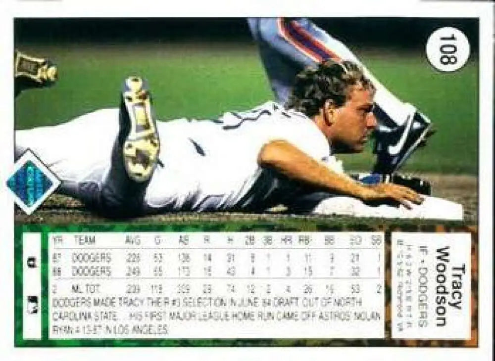 1989 Upper Deck #108 Tracy Woodson NM-MT Los Angeles Dodgers Baseball Card - Baseball Card Single