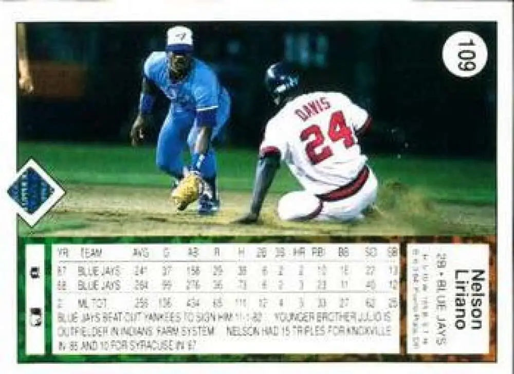 1989 Upper Deck #109 Nelson Liriano NM-MT Toronto Blue Jays Baseball Card - Baseball Card Single