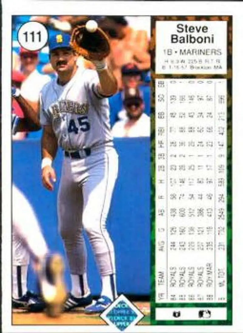 1989 Upper Deck #111 Steve Balboni NM-MT Seattle Mariners Baseball Card - Baseball Card Single