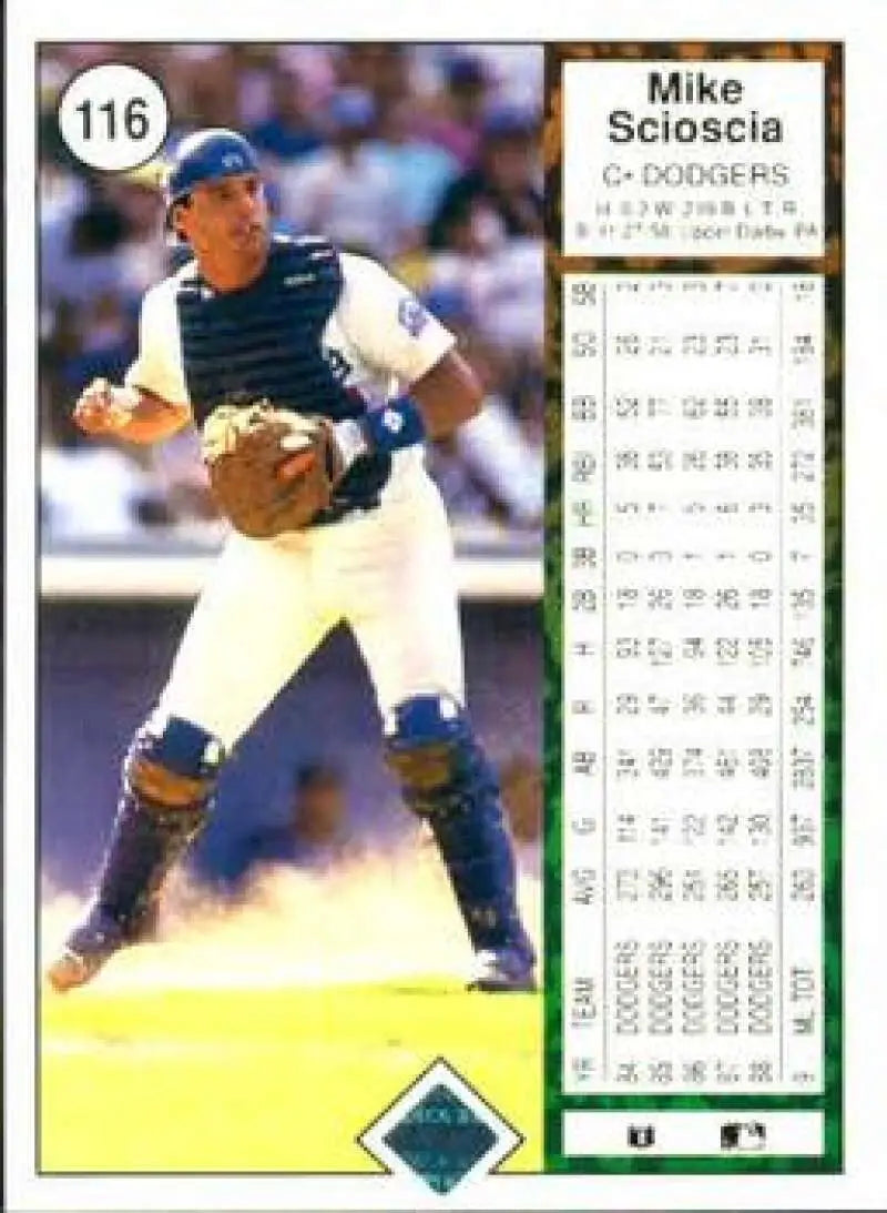 1989 Upper Deck #116 Mike Scioscia NM-MT Los Angeles Dodgers Baseball Card - Baseball Card Single