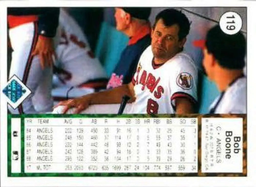 1989 Upper Deck #119 Bob Boone NM-MT California Angels Baseball Card - Baseball Card Single