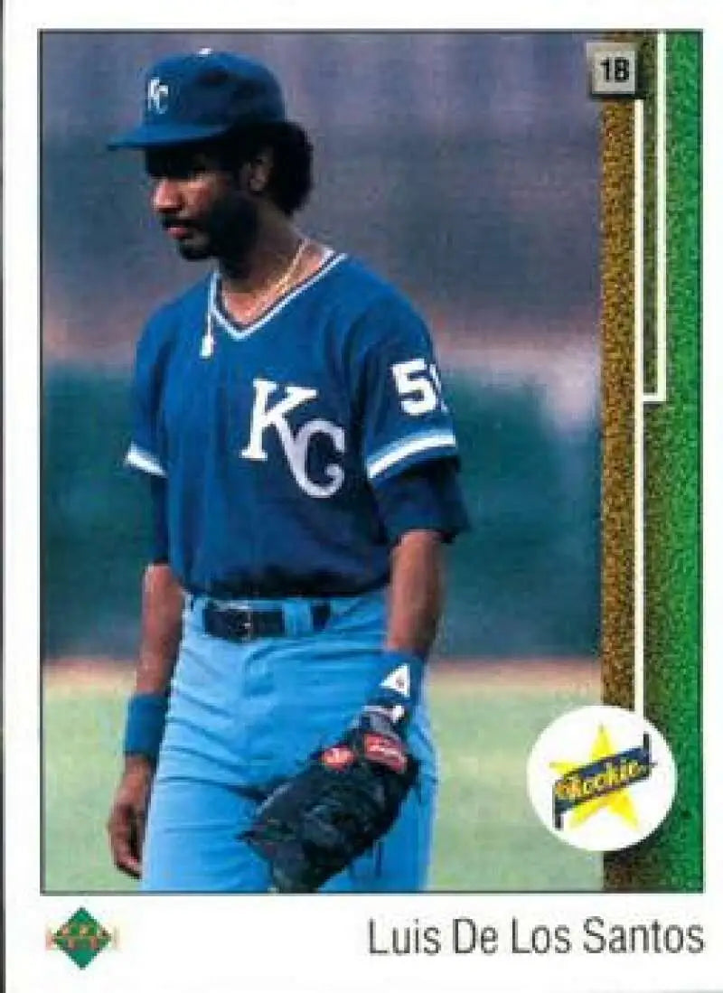1989 Upper Deck #12 Luis de los Santos NM-MT RC Rookie Kansas City Royals Baseball Card - Baseball Card Single