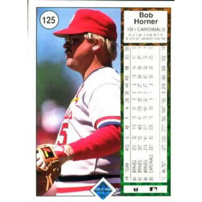 1989 Upper Deck #125 Bob Horner NM-MT St. Louis Cardinals Baseball Card - Baseball Card Single