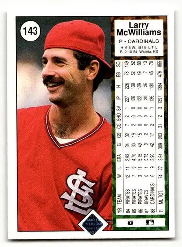 Original gloss 1989 Upper Deck Larry McWilliams baseball card St. Louis Cardinals