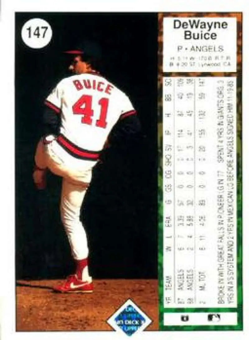 1989 Upper Deck #147 De Wayne Buice NM-MT California Angels Baseball Card - Baseball Card Single