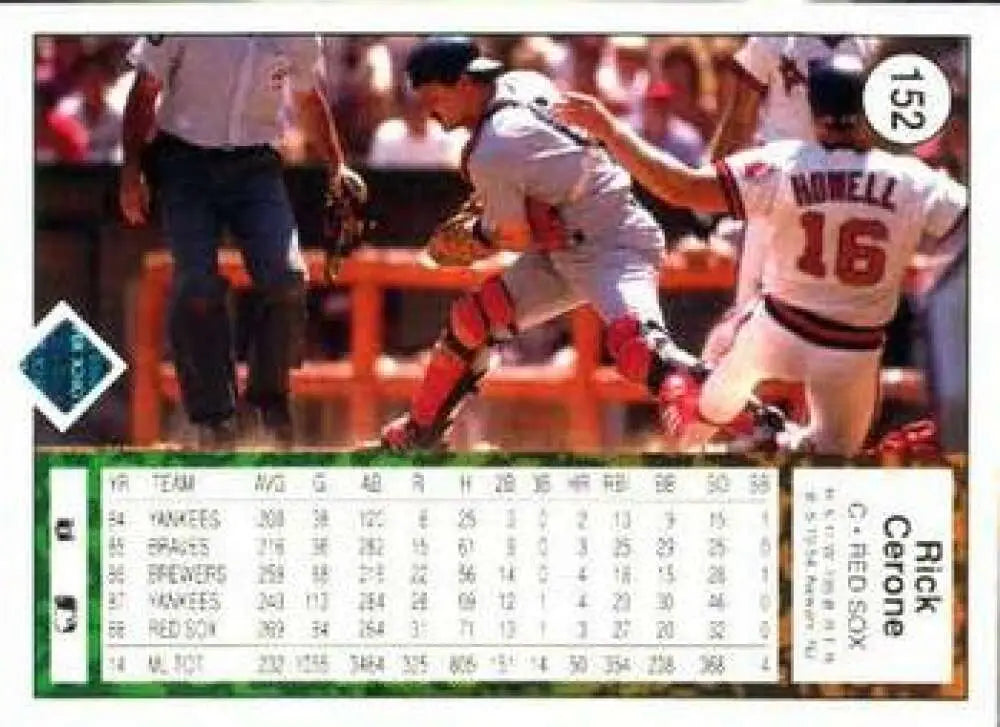 1989 Upper Deck #152 Rick Cerone NM-MT Boston Red Sox Baseball Card - Baseball Card Single