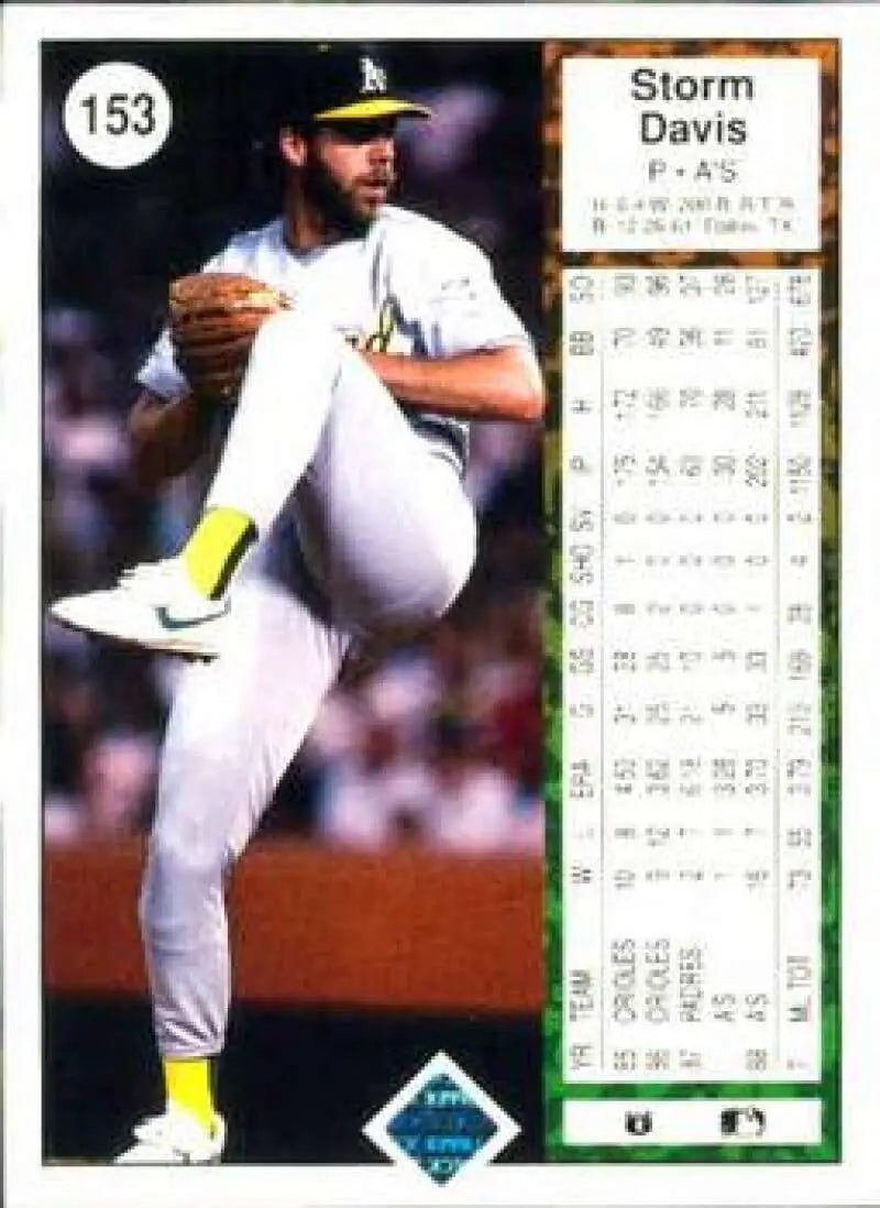 1989 Upper Deck #153 Storm Davis NM-MT Oakland Athletics Baseball Card - Baseball Card Single