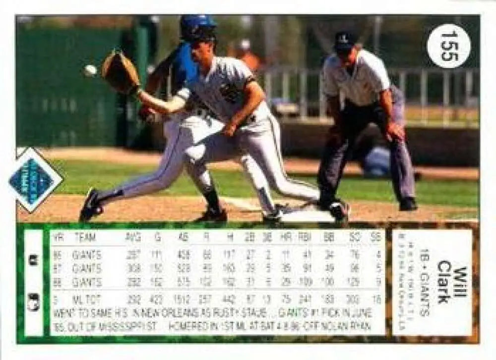 1989 Upper Deck #155 Will Clark NM-MT San Francisco Giants Baseball Card - Baseball Card Single