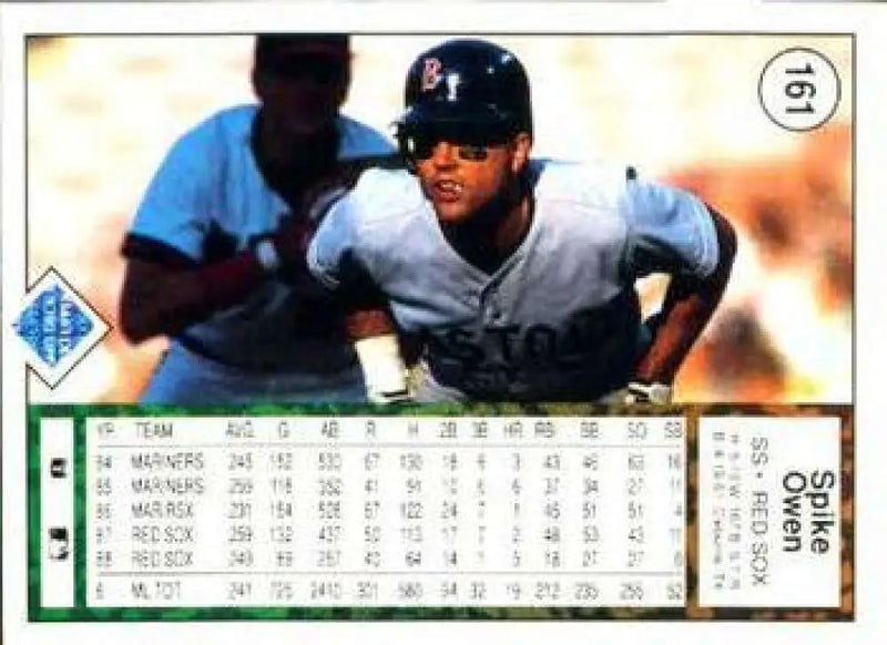 1989 Upper Deck #161 Spike Owen NM-MT Boston Red Sox Baseball Card - Baseball Card Single