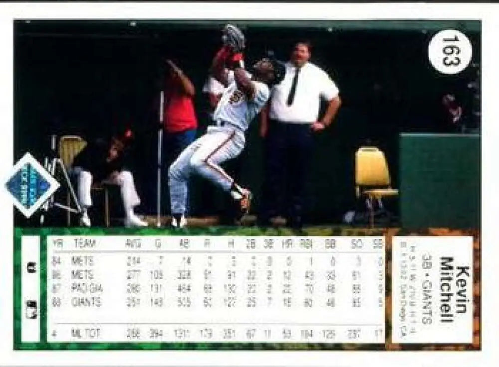 1989 Upper Deck #163 Kevin Mitchell NM-MT San Francisco Giants Baseball Card - Baseball Card Single