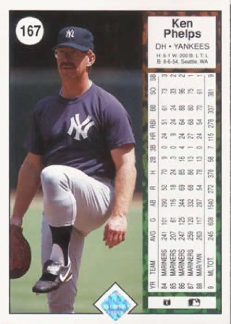 1989 Upper Deck #167 Ken Phelps NM-MT New York Yankees Baseball Card - Baseball Card Single