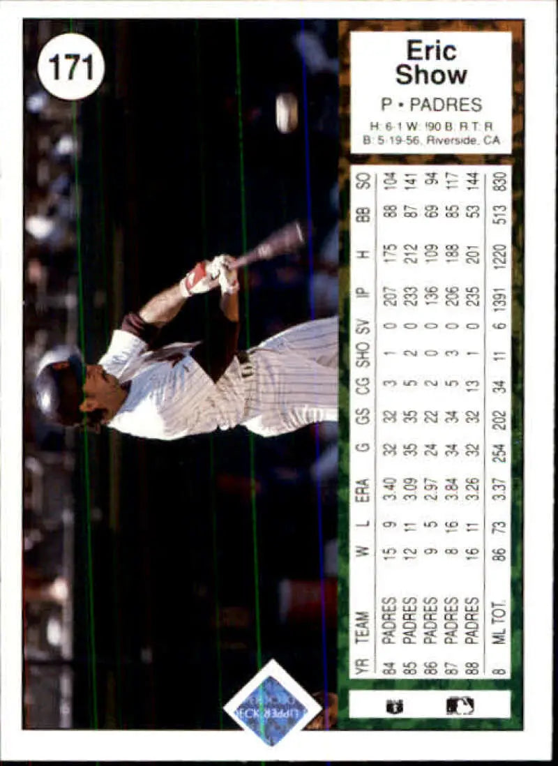 1989 Upper Deck #171 Eric Show NM-MT San Diego Padres Baseball Card - Baseball Card Single