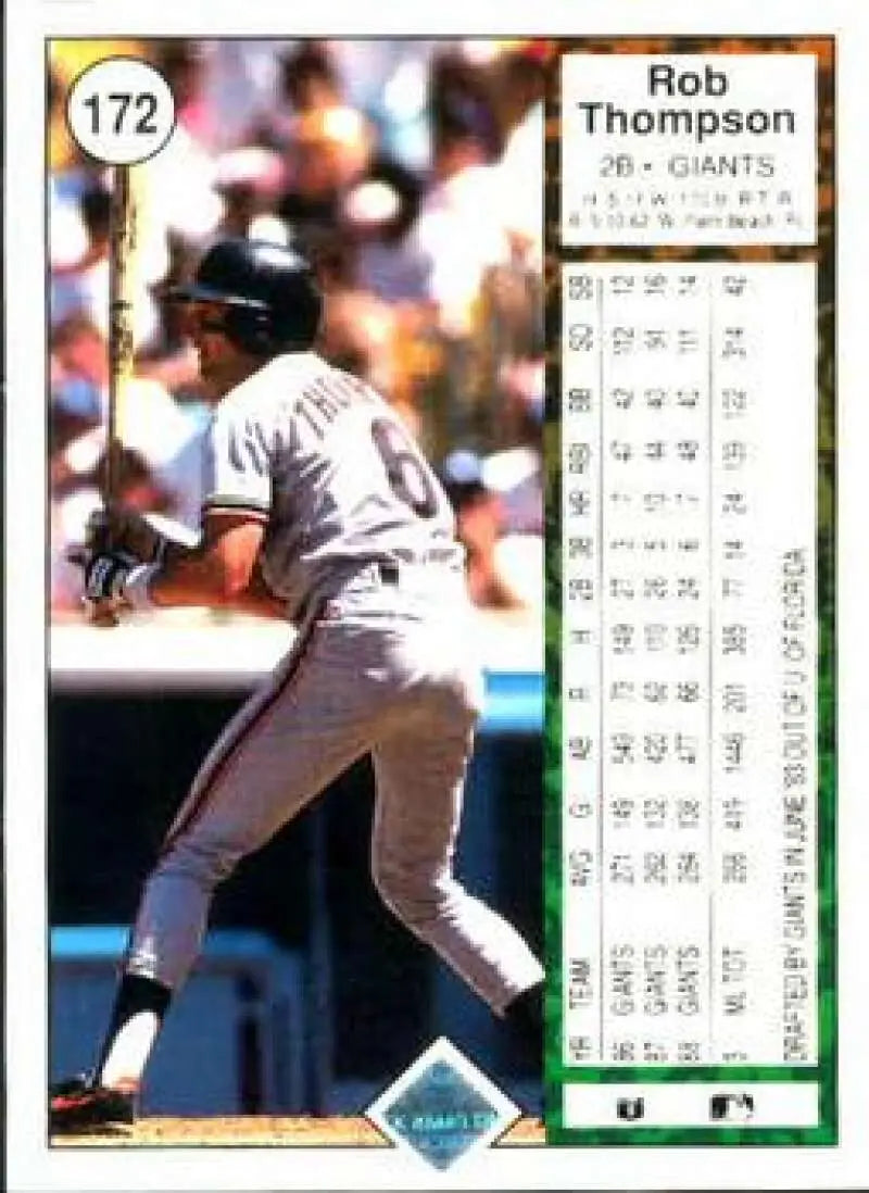 1989 Upper Deck #172 Robby Thompson NM-MT San Francisco Giants Baseball Card - Baseball Card Single
