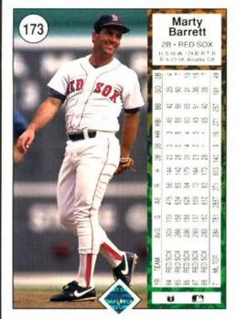 1989 Upper Deck #173 Marty Barrett NM-MT Boston Red Sox Baseball Card - Baseball Card Single