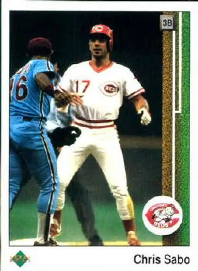1989 Upper Deck #180 Chris Sabo NM-MT RC Rookie Cincinnati Reds Baseball Card - Baseball Card Single