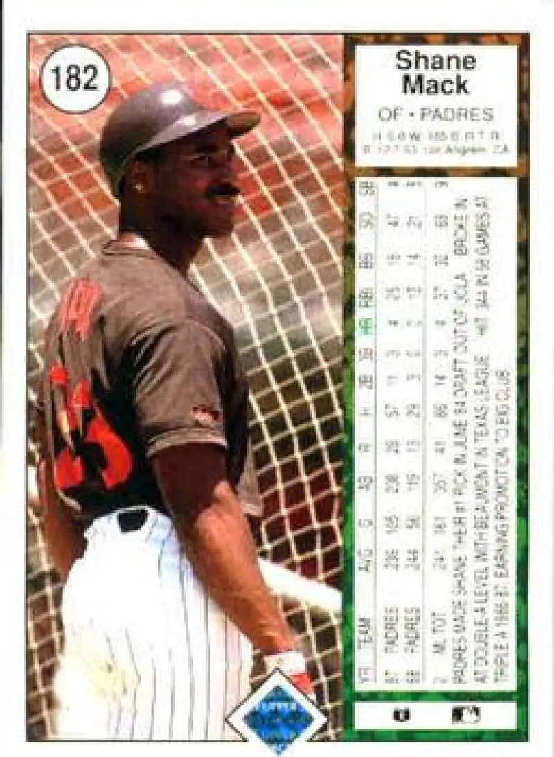 1989 Upper Deck #182 Shane Mack NM-MT San Diego Padres Baseball Card - Baseball Card Single